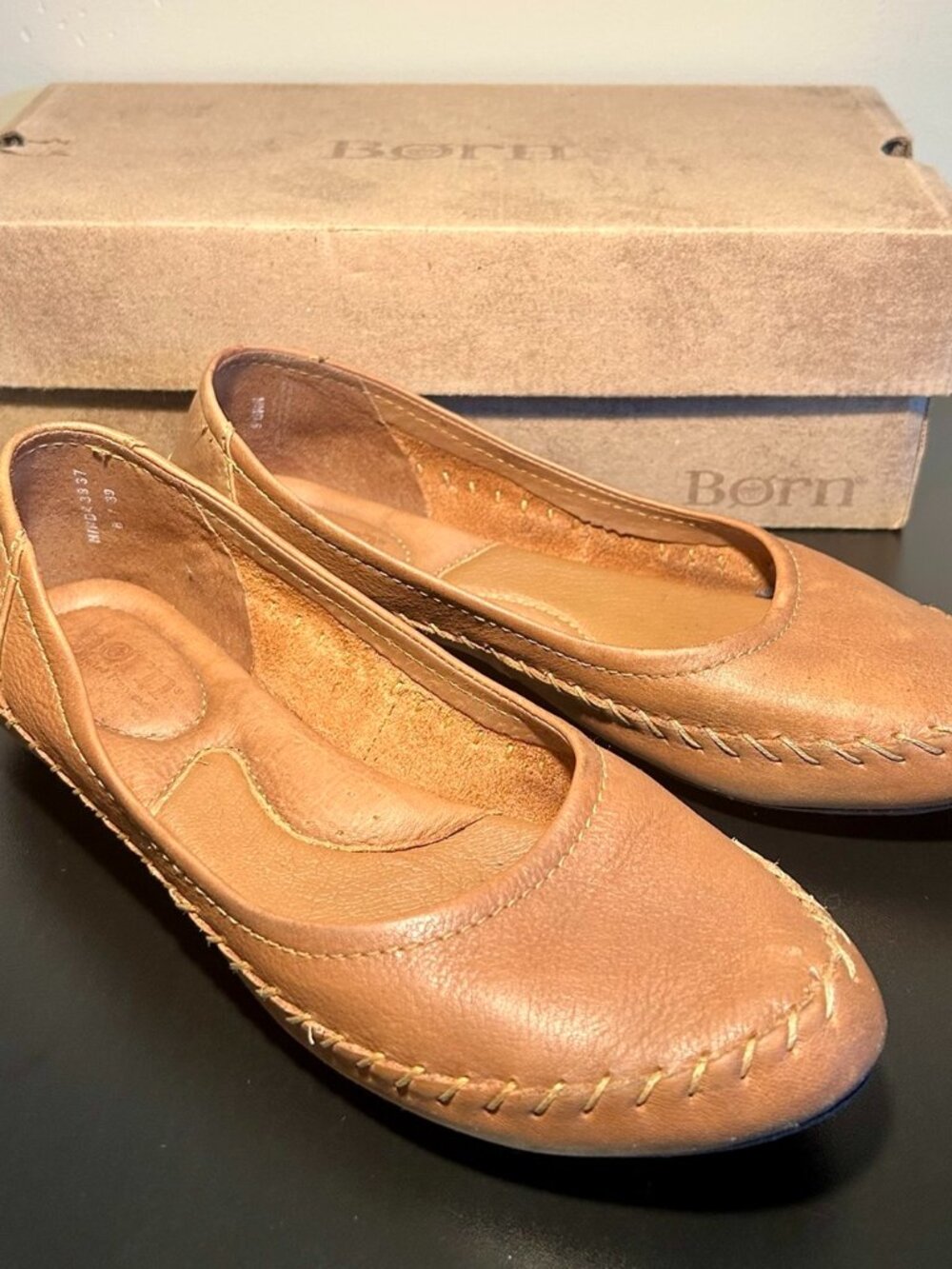 Born Yara Leather Tan Flats, Size 8 / EU 39, Great Condition